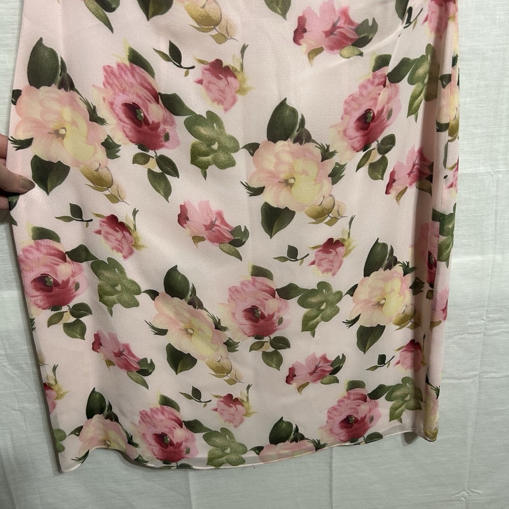 Talbots Vintage Pure Silk Sheath Dress‎ Size 12 Sleeveless Pink Floral Lined - Picture 2 of 10